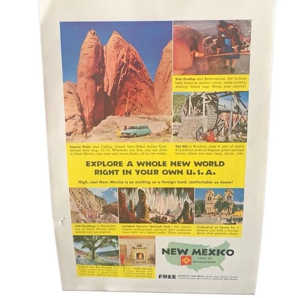 Vintage 1955 New Mexico Land of Enchantment Ad Advertisement - Picture 1 of 3